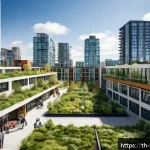 캐나다 부동산 시장 전망 - A modern Canadian urban residential scene in 2024, showcasing a diverse group of young professionals...
