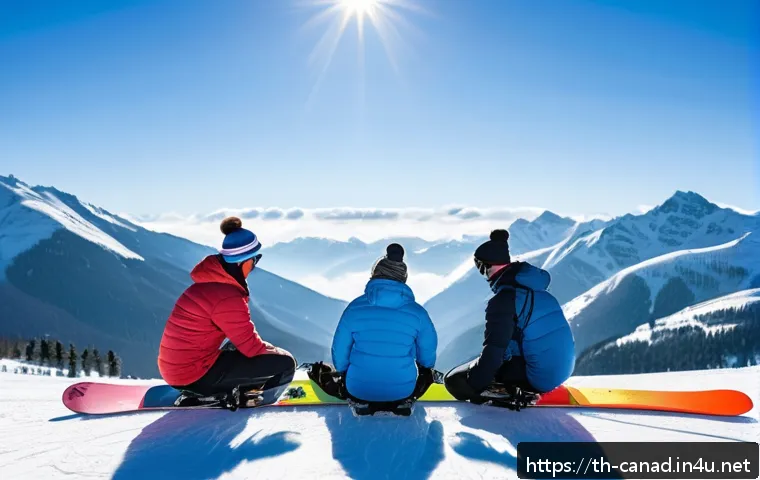 캐나다에서 인기 있는 겨울 스포츠 종류 - A group of diverse winter sports enthusiasts dressed in layered synthetic and merino wool clothing, ...